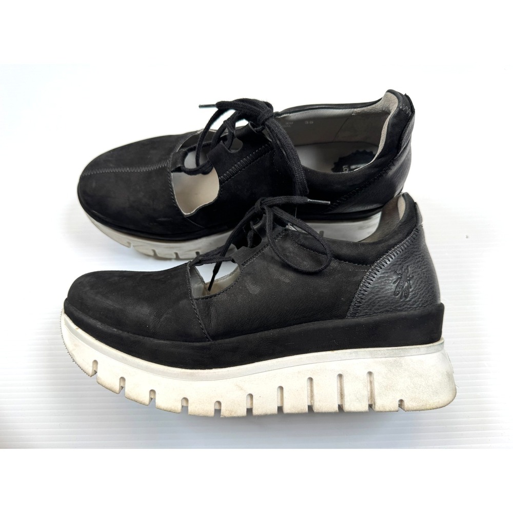 Fly London Bump Platform Wedge Sneakers Women 39 US 8-8.5 Lace Up Suede Comfort